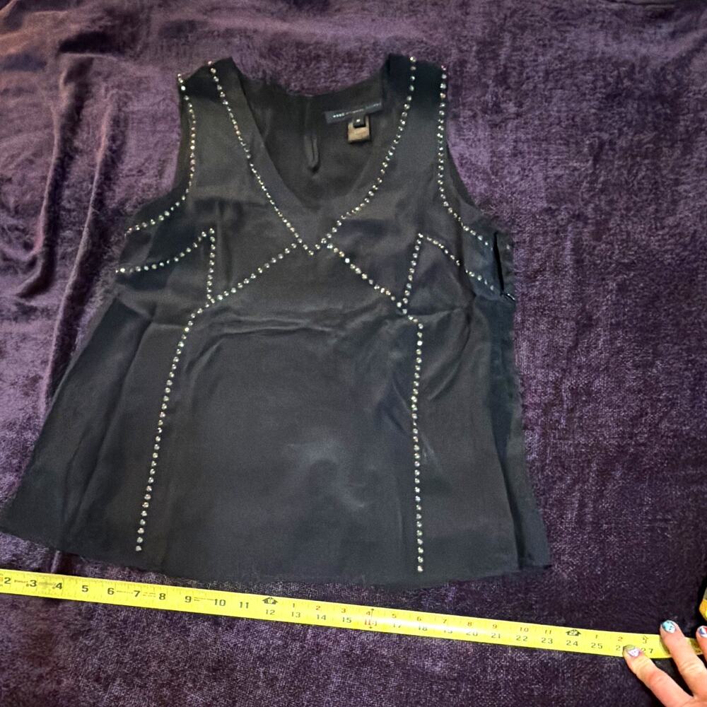 Marc by Marc Jacobs Black Studded V-Neck Keyhole Sleeveless Tank Top M